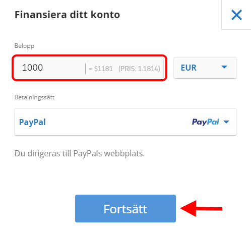 Finansiera ditt eToro konto