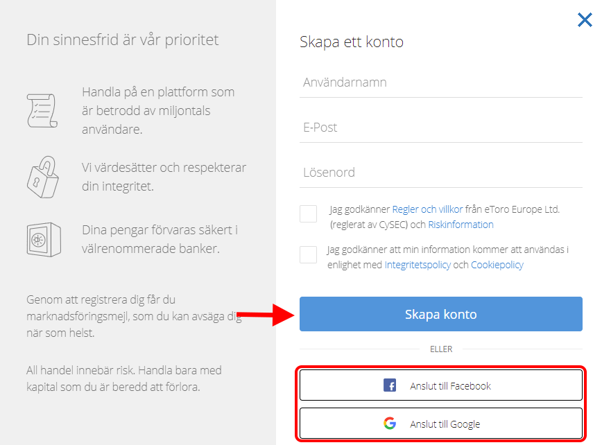 Skapa ett konto eToro
