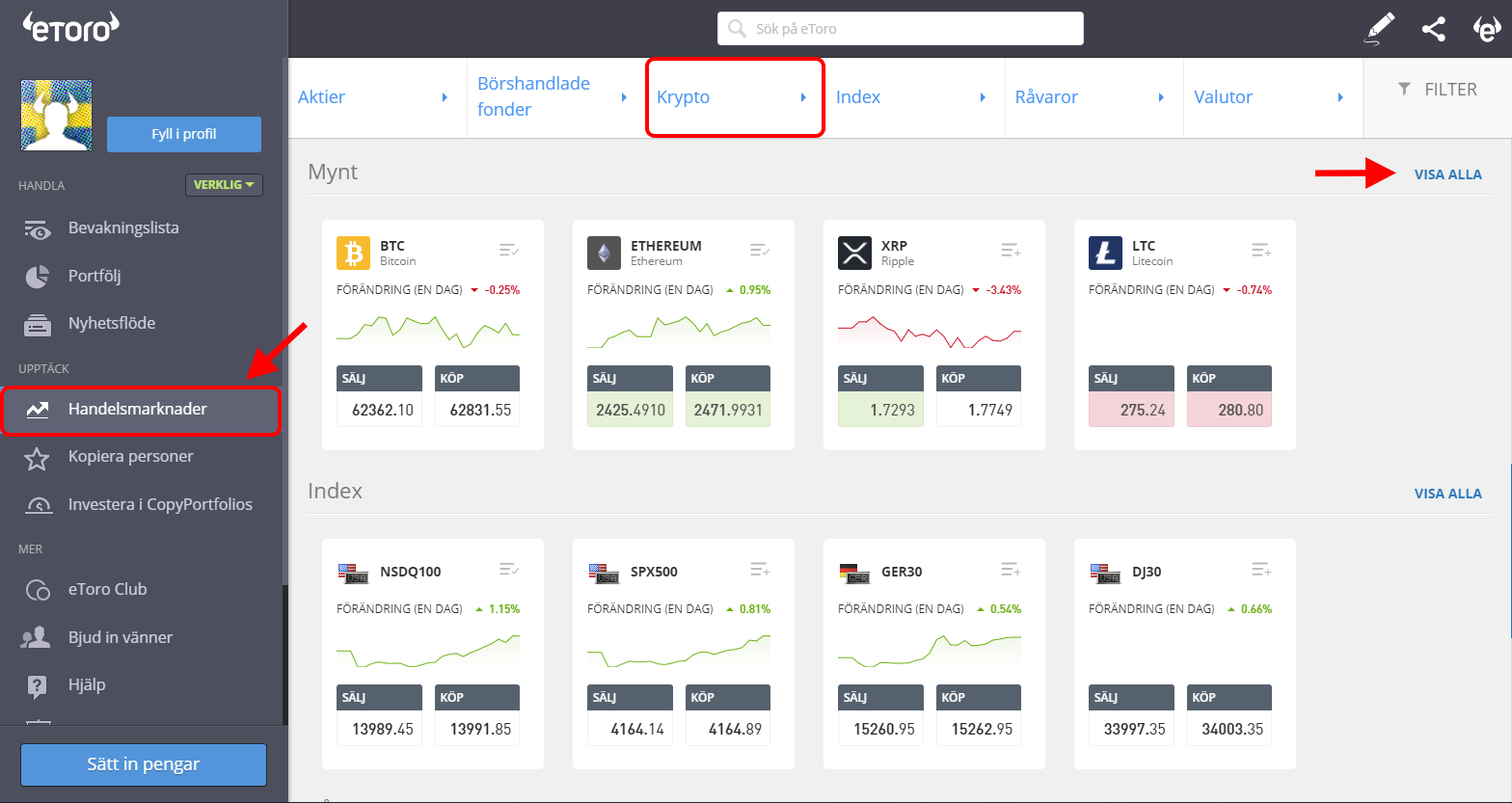 Hitta kryptovalutor eToro